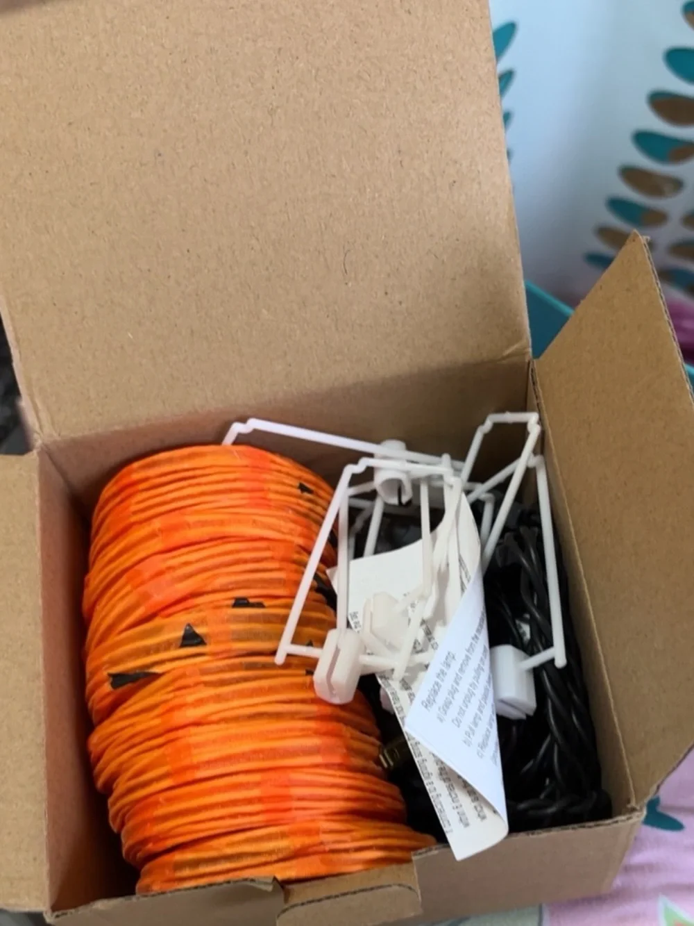 Halloween Orange Paper Lantern String Lights - Unbranded